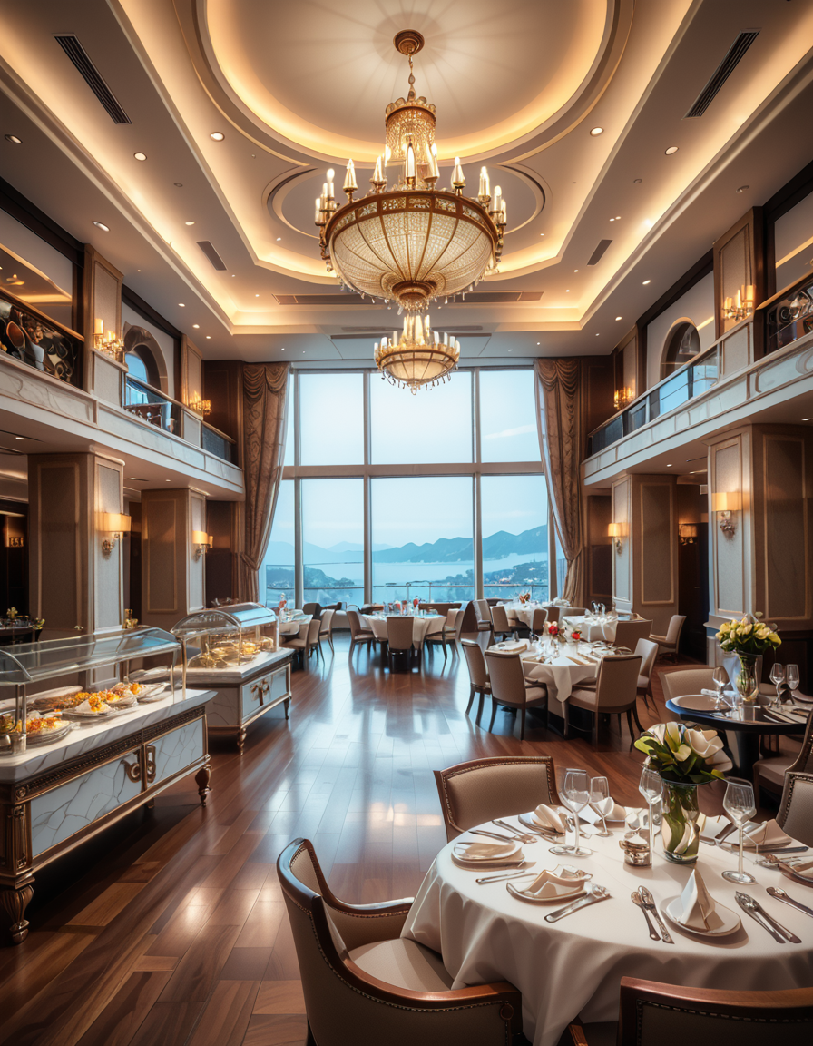 <lora:SDXLFaeTastic2400:0.4> <lora:extremely_detailed:0.4> extremely detailed
A grand and opulent buffet hall with high ceilings, adorned with intricate chandeliers casting a warm golden glow. The hall is lined with long, elegantly decorated tables covered in fine white linen, showcasing an extravagant selection of gourmet dishes. Silver chafing dishes gleam under soft ambient lighting, filled with delicacies such as succulent roasted meats, fresh seafood on ice, and vibrant platters of exotic fruits. Ornate floral arrangements and carved ice sculptures serve as centerpieces, enhancing the grandeur of the setting. In the background, tall arched windows with heavy velvet drapes reveal a breathtaking city skyline. Guests in elegant evening attire mingle, holding fine crystal glasses filled with champagne, adding to the sophisticated and lavish atmosphere.
luxurious buff3t h4ll,  <lora:luxurious_buff3t_h4ll-p:1>, Masterpiece,best quality,hi res,8k,hi res,8k,award winning,(sharp focus, intricate, highly detailed),
