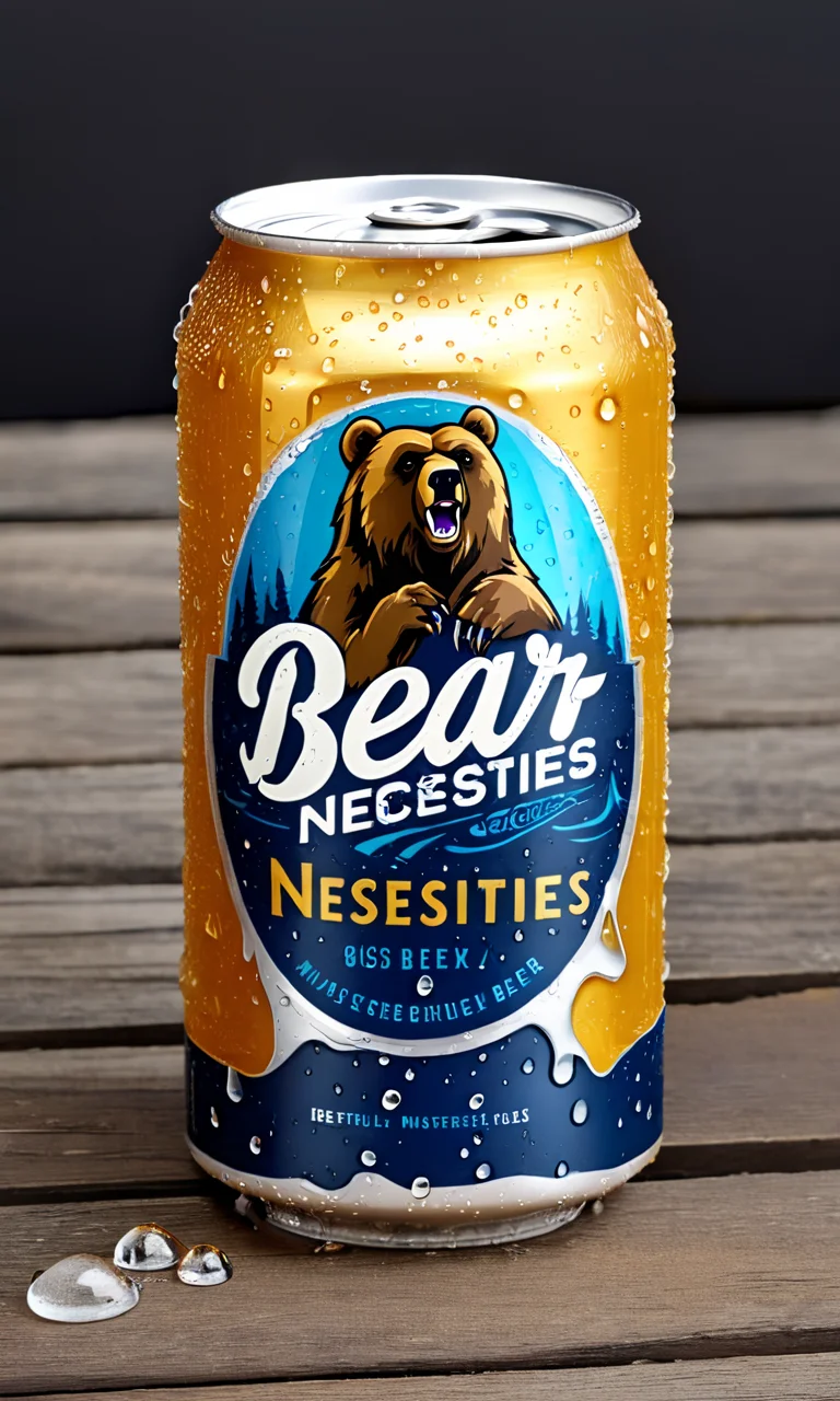 <lora:bevlabsdxl:0.9>,a beer can with bear,  text "Beer necessities", bevlabsdxl,  best quality, masterpiece, water droplets, logo, fancy beer,