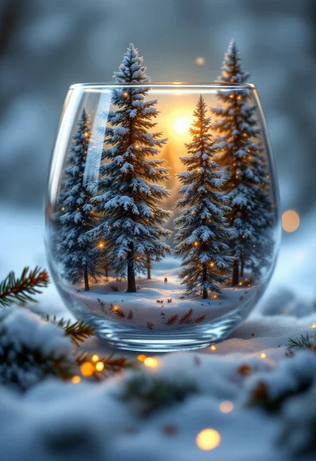 double exposure, winter forest in a glass, beautiful, photorealistic photography, 50mm lens, highly detailed, sharp focus, professional photoshoot, chiaroscuro lighting, masterpiece, hyper-realistic