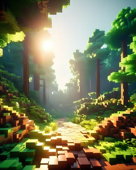 Blocky and pixelated aesthetic,pixel art,4k,realistic,game CG rendering,nature light,shadows,minecraft,<lora:minecraft:0.9>,
forest