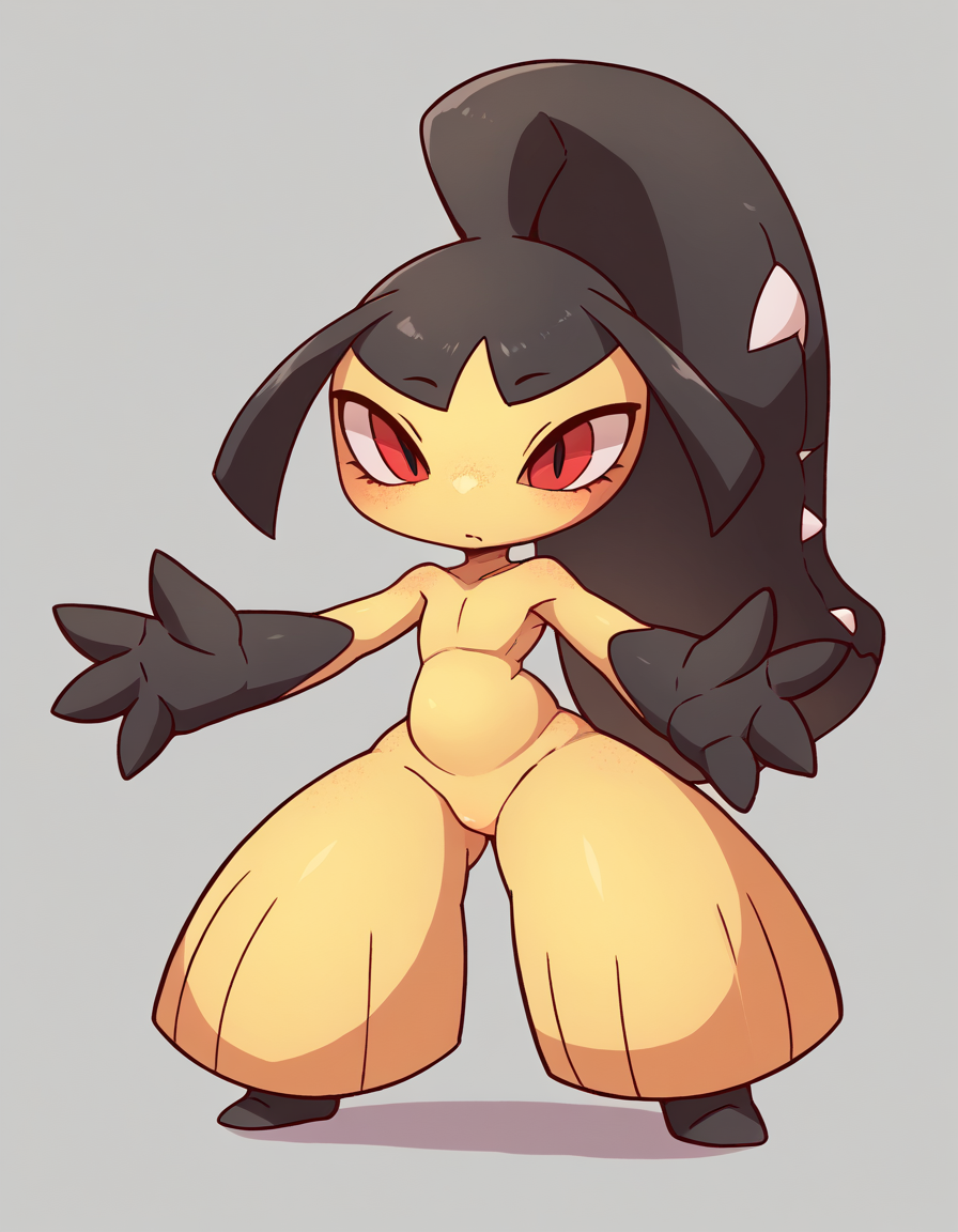 zPDXL, score_9, score_8_up, score_7_up, source_anime, 1girl, solo, 
<lora:Mawile_v2:0.8> mawile, pokemon \(creature\), red eyes, colored skin, extra mouth, multicolored skin, yellow skin, two-tone skin, black skin, ponytail, spread arms, <lora:diives_v2:0.8> diives