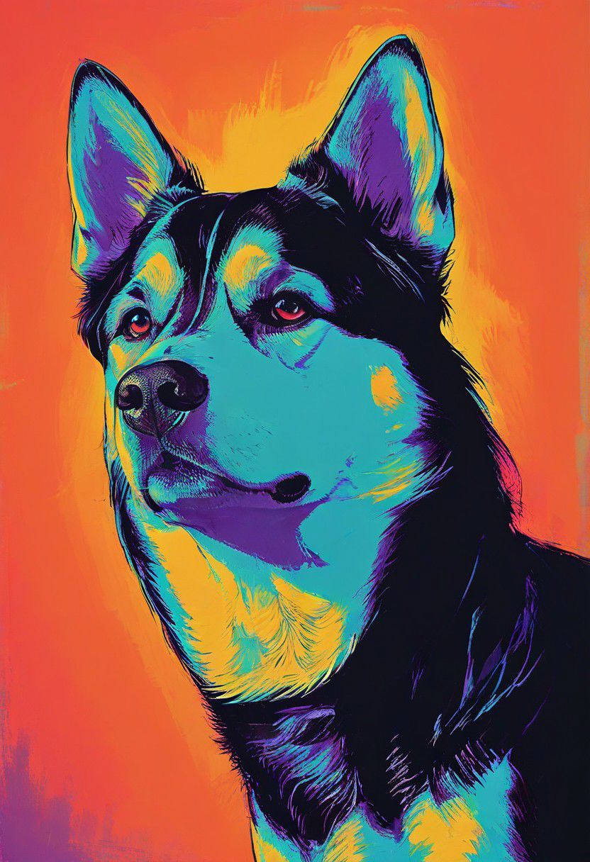 impactful color paint of, a Siberian Husky
Dog breed, wearing dark sunglasses, highly detailed, vibrant colors , 8k, sharp, professional, clear, high contrast, high saturated, , vivid deep blacks, crystal clear