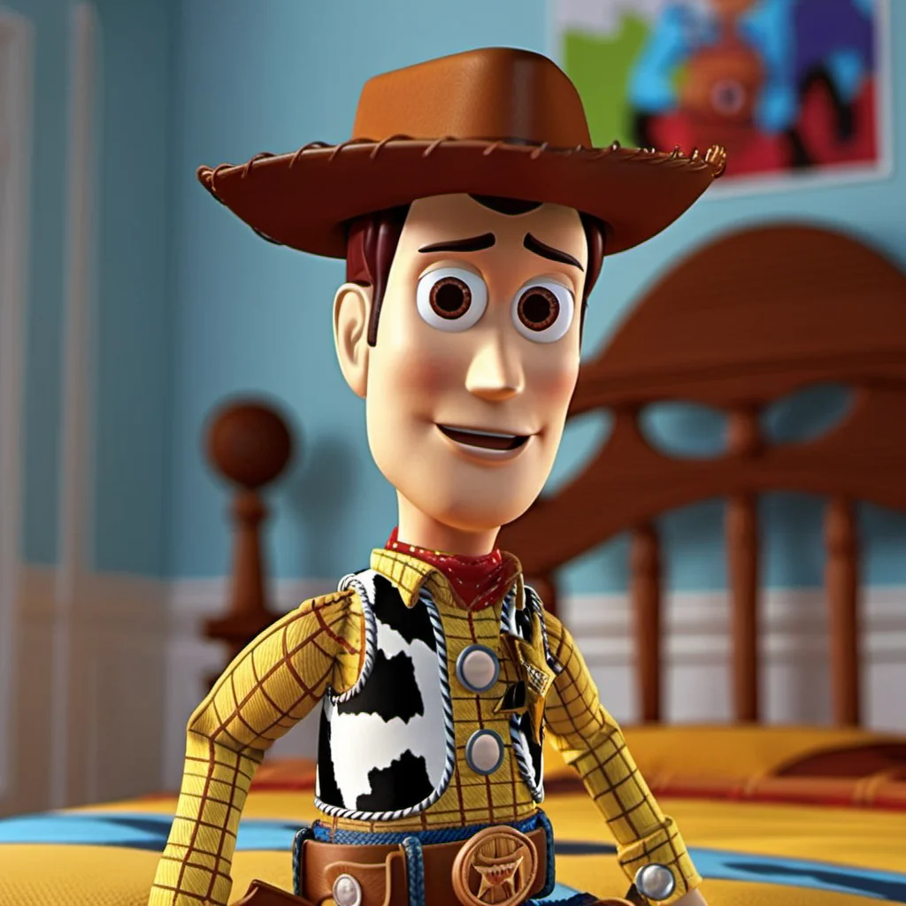 Woody1024, a cowboy toy in a kid bedroom, detailed eyes, highly detailed, photography, ultra sharp, film, bokeh, professional, 4k  <lora:add-detail-xl:1.5> <lora:Woody1024-000345:0.8>