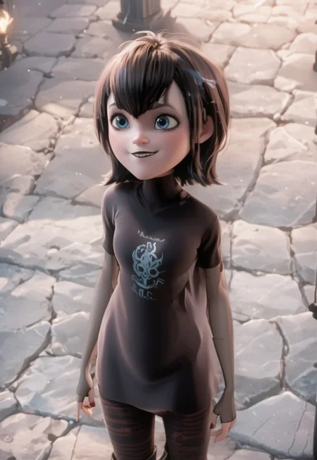 safe_pos, masterpiece, high quality, score_9, score_8_up, source_3D, blender,1girl, score_9, score_8_up, score_7_up, score_6_up, Mavis Dracula from hotel Transylvania, by herself, background Black Background, lighting from both sides of character, warm light, blurred background, clearly lit character, warm expressions, smiles, and smirk's. in Her original outfit, sexy poses, looking at viewer in a seductive manner, whole body, more mature adult