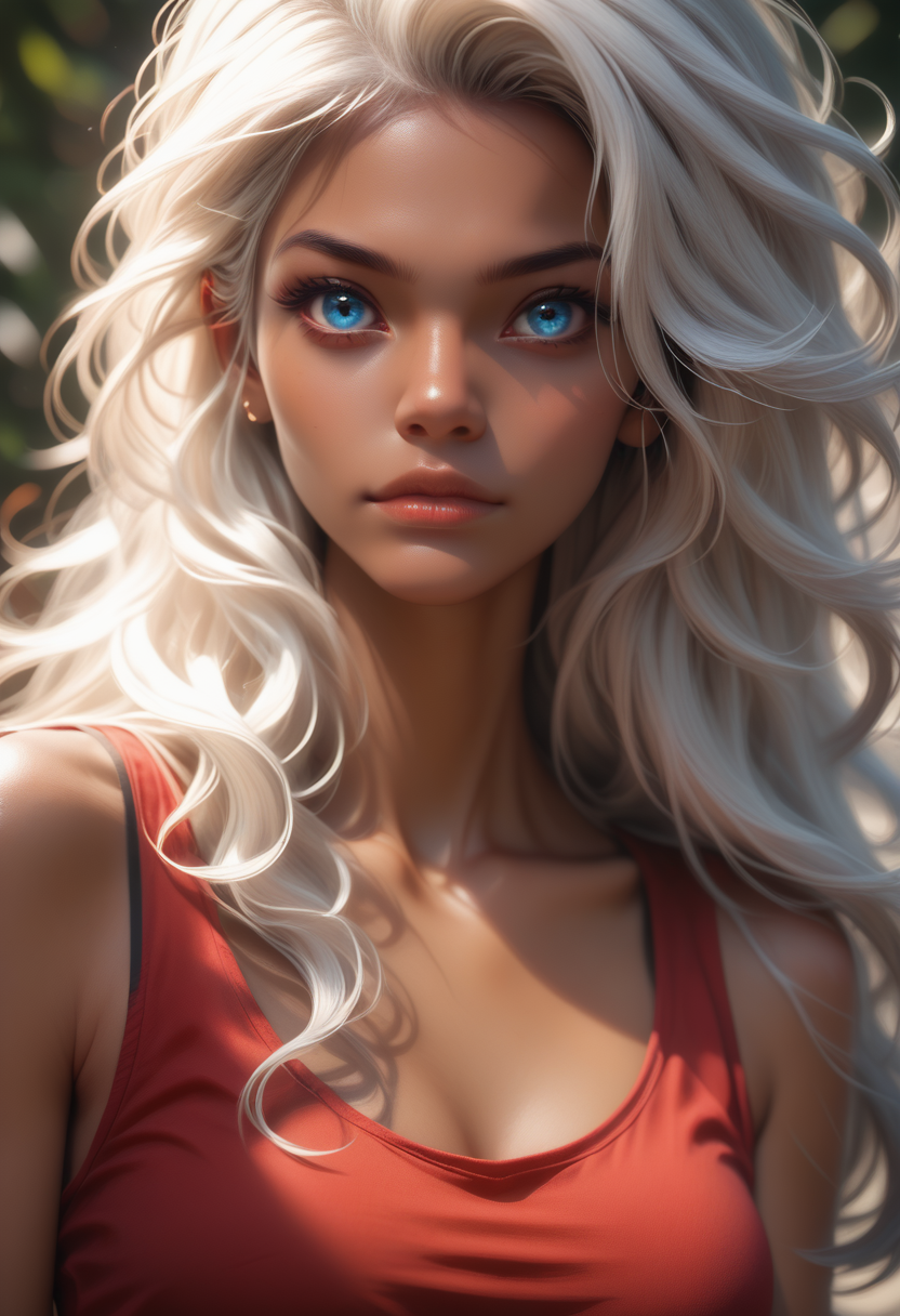 score_9, score_8_up, score_7_up, rating_safe,
1girl, solo, red tank top,
 <lora:Dark_Ivory_Pony_v0.1:0.6> d4rk1v0ry, blue eyes, white hair, (dark-skinned female),