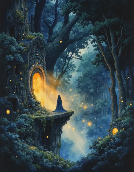 Studio Ghibli Dark Fairytale, famous artwork, masterful watercolor and ink painting inspired by the styles of kay nielsen and studio ghibli, dreamlike and ethereal, a young teen princess with tousled hair and a weary expression, she is sitting up in an enormous canopy bed that has twenty plush mattresses stacked on it so that she is sleeping almost at the ceiling of the room. She's wearing an elegant nightgown and is surrounded by luxurious bedding in rich jewel tones. Morning light streams through tall castle windows, casting long shadows across the ornate bedroom. The princess is stretching and yawning, with dark circles under her eyes. The princess has high cheekbones, almost ethereal white skin, vibrant blue eyes, and long blond hair. The scene has a dreamy, romantic atmosphere with motes of dust catching the sunbeams, creating a subtle halo effect around her figure. Elaborate details, (2/3 rule composition:0.5), ultra detailed, romantic. <lora:Dark_Ghibli:1>
