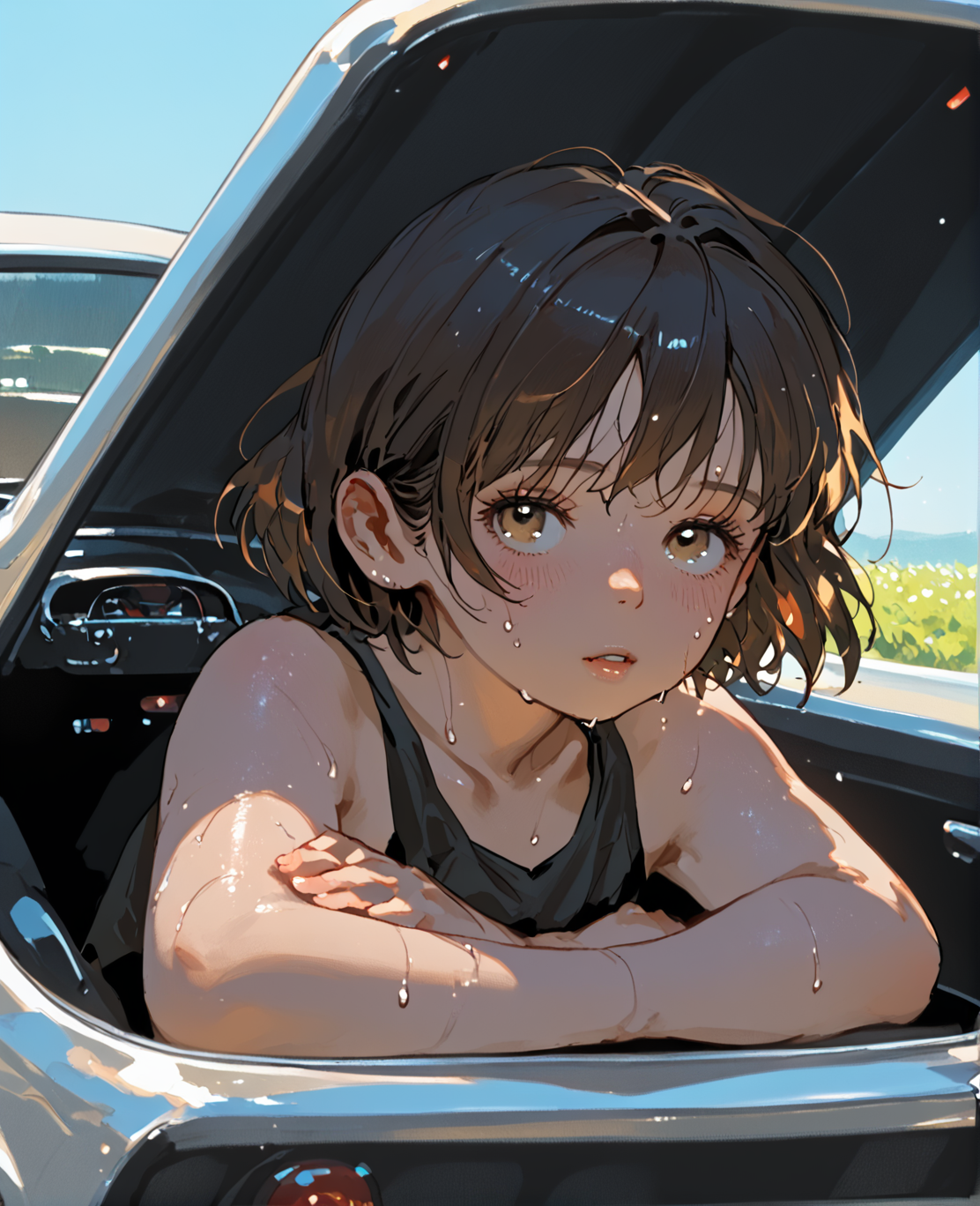 PonyScores7, source_anime, ah1, <lora:natsumi_style:1>, BREAK 1girl, (sweating), (a man and woman overcoming language barriers to be together), (car, Road), looking at viewer, (<lora:Kikis Delivery Service - Kiki v1:0.8> majokiki), BREAK <lora:xl_more_art-full_v1:0.2>, <lora:shinyskin2:0.2> glistening skin, <lora:aesthetic_anime_v1s:0.2>, <lora:Expressive_H:0.2> Expressiveh, <lora:hairdetailpxl:0.2> hairdetailpxl, <lora:EpicF4nta5yXL:0.2>, <lora:detailxl:0.2> detailxl, <lora:Fant5yP0ny:0.2>, best quality, amazing quality, best aesthetic, absurdres, <lora:expressive eyes:0.2> expressive eyes, <lora:eyedetailpxl:0.2> eyedetailpxl, illustration, Volumetric_Lighting, ultra-detailed, very aesthetic, intricate details, 8k, masterpiece, best_quality, BREAK (feet out of frame), BREAK <lora:Eyes_High_Definition:0.3> EyesHD, Stable_Yogis_PDXL_Positives, AS-Adult, <lora:Complicated fantasy portrait - XL Pony V2.0:0.4>, bad-hands-5,