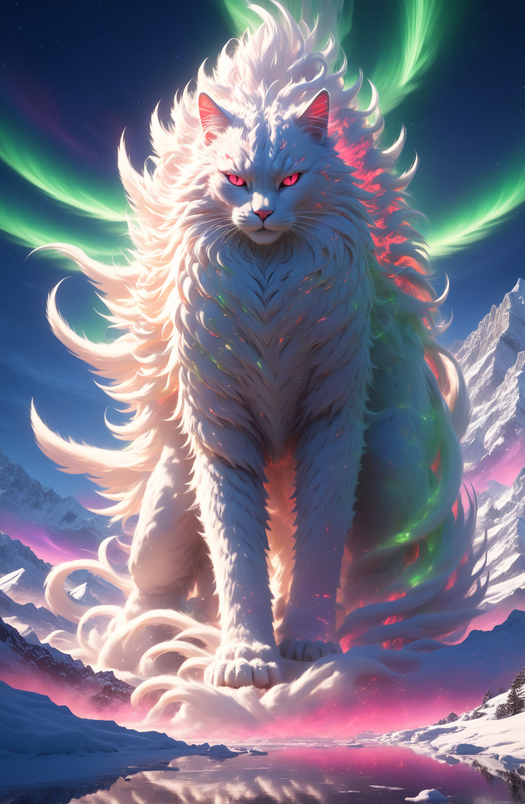 ð±ð¡ (ã£âÏâ)ã£cat, Magic, Science Fiction, Indescribable, Alternative Cognition,  Color, beyond cognitive material, Ultra adn cognizant Lighting Tips, and finally zbrush layered rendering.
<lora:sdxl_photorealistic_slider_v1:0.6>
<lora:SDXL_Sacred_beast:0.8> <lora:waterfallsXL:0.2> <lora:FDESIGN_Starry_Sky_SDXL:0.2>
and  Beast of God, the Beast of the World, and the Beast of Heaven
in addition this, Switzerland Snowy Night, Aurora Phoenix Sky Dance,
lasers, neons, vibrant colors, (mirroring:0.8)