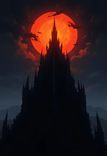 The image is an anime-styled illustration of a menacing and powerful character from the Lord of the Rings. The Eye of Sauron, perched atop Barad-dûr, the Dark Tower, is one of the most iconic and menacing symbols in J.R.R. Tolkien's The Lord of the Rings series. The Eye itself is depicted as a fiery, lidless eye, constantly searching and surveying the lands of Middle-earth. Its form is intense and unsettling, with a slit pupil that resembles that of a reptile or cat, giving it a predatory and all-seeing appearance.
The iris of the Eye glows with a burning, molten orange or red hue, radiating power and malevolence. Flames and tendrils of fire often seem to flicker around it, emphasizing its unyielding and consuming gaze.
Barad-dûr, the fortress on which the Eye is set, is a massive, dark tower made of black iron and stone, located in the land of Mordor. The structure is imposing and jagged, with sharp spires and battlements that reach skyward. The tower is surrounded by an oppressive atmosphere of shadow and gloom, with dark clouds often swirling above, contributing to its ominous and foreboding presence.
The Eye of Sauron atop Barad-dûr is not only a literal symbol of Sauron's power but also a metaphoric representation of his desire for control and domination. Its gaze is relentless, embodying the fear and dread that Sauron instills in those who oppose him.