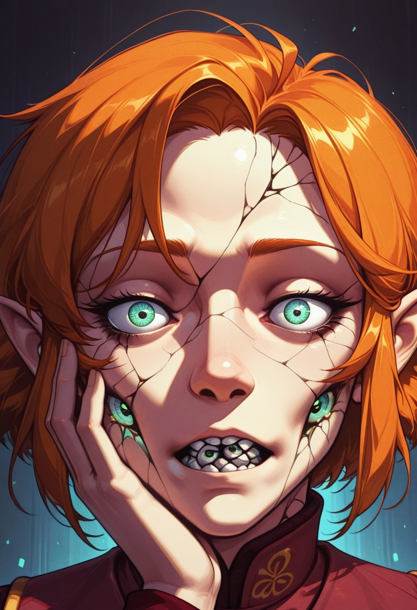 IllusP0s, 1girl, qxys, solo, detailed, extreme close up of face, face with multicolored too many eyes,no mouth ,too many eyes on mouth, holographic, iridescent, bloom,hand on own face,cracked skin,multicoloreed tears,thermal
,<lora:Dramatic Lighting Slider:1> <lora:holographiccolor:0.4>  <lora:Detailer_NoobAI_Incrs_v1:0.5> <lora:ThermalSwirlsILL:0.6>