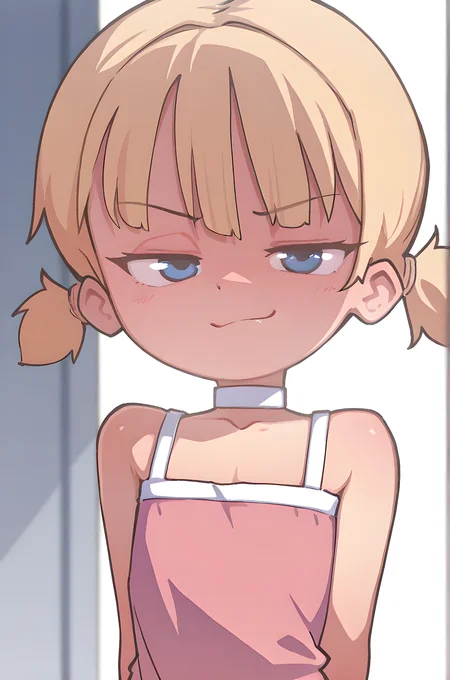 masterpiece, best quality, amazing quality,
<lora:Orenji-IL:1> orenji,
1girl, cute, small body, flat chest, pink dress, white choker, upper body, mesugaki, smirk, half closed eyes, blonde hair, short pigtails, blue eyes, looking at viewer,