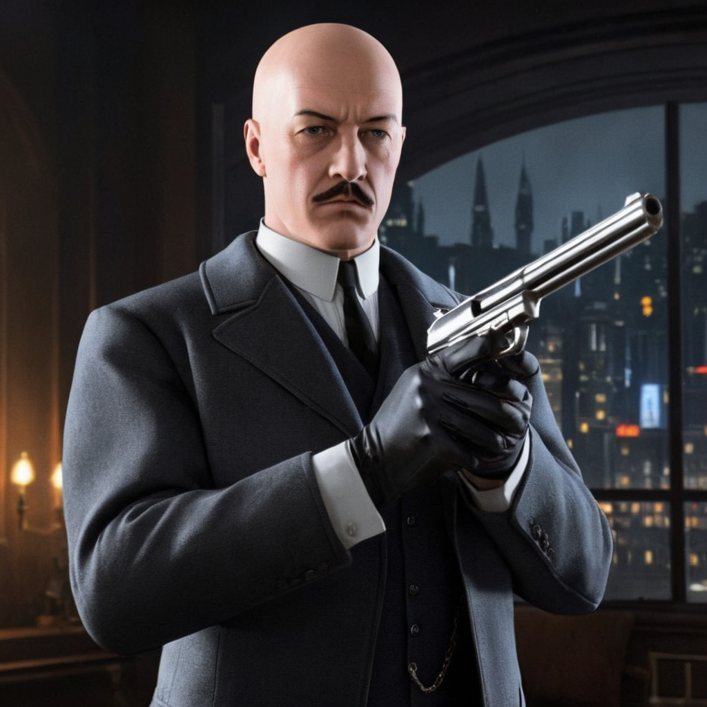 Hyperrealistic art of  <lora:Alfred Pennyworth:1.2>
Alfred Pennyworth a man in a suit holding a gun In Gotham City, Extremely high-resolution details, photographic, realism pushed to extreme, fine texture, incredibly lifelike