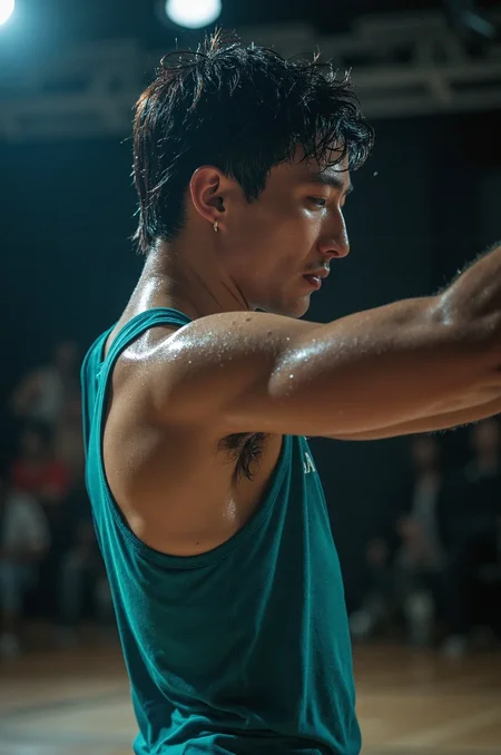 A HD high-quality dramatic photo of an Asian male contemporary dancer in mid-motion, sweat glistening on his body as he performs under stage lights. His damp armpits are prominently visible through his teal sleeveless top. The shot is taken from a side angle, emphasizing the elegance and power of his movement. the stage lighting creates a cinematic atmosphere around him.
🎯<lora:flux\my\damp\Damp Armpits Flux v1_05 pre07.safetensors:1.4000000000000001:1.4000000000000001>
<lora:flux\sports_photography_flux_000013300.safetensors:0.3:0.3>
<lora:flux\Sony_a7_III.safetensors:0.7000000000000001:0.7000000000000001>
<lora:flux\Anti-BlurFLUX.safetensors:0.12:0.12>
<lora:flux\Sweaty-000001.safetensors:0.9:0.9>
📌[LoRas Used]: Damp Armpits Flux v1_05 pre07, sports_photography_flux_000013300, Sony_a7_III, Anti-BlurFLUX
📌[LoRas Used with Diogod's Block Analysis Presets]: Sweaty-000001