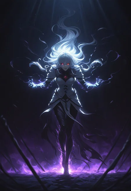 masterpiece, best quality, amazing quality, very aesthetic, detailed eyes, perfect eyes, realistic eyes, depth of field,
facing viewer, full body, dramatic, (fighting stance:0.7),
The Revenant is a spectral, humanoid creature that appears ghostly and otherworldly. Its form hovers above the ground, giving it an ethereal and unsettling presence. The body is semi-transparent, with sharp, jagged features that make it look both menacing and unnatural. Its face is obscured, often appearing as a shadowy void or with glowing eyes that pierce through the darkness. The Revenant’s arms are elongated and end in claw-like appendages, giving it a sinister, predatory look. Its lower body fades into a swirling mist, emphasizing its incorporeal nature. It moves fluidly, as though gliding effortlessly, and its presence is often accompanied by an eerie glow or shimmering aura. When attacking, the Revenant strikes swiftly and leaves an otherworldly impression, making it feel like an unstoppable force. Its spectral design and unnerving movement make it a haunting and unforgettable entity.,
cinematic, epic, bloom,
volumetric lighting, (dark background:1.4), vibrant colours, high contrast,
<lora:Dramatic Lighting Slider:3>, <lora:GBF_Illustrious:0.6>, gbf_style