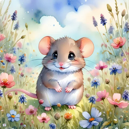 SoftWaterColors, a mouse in a flowery meadow, BREAK
<lora:SoftWatercolors:1>