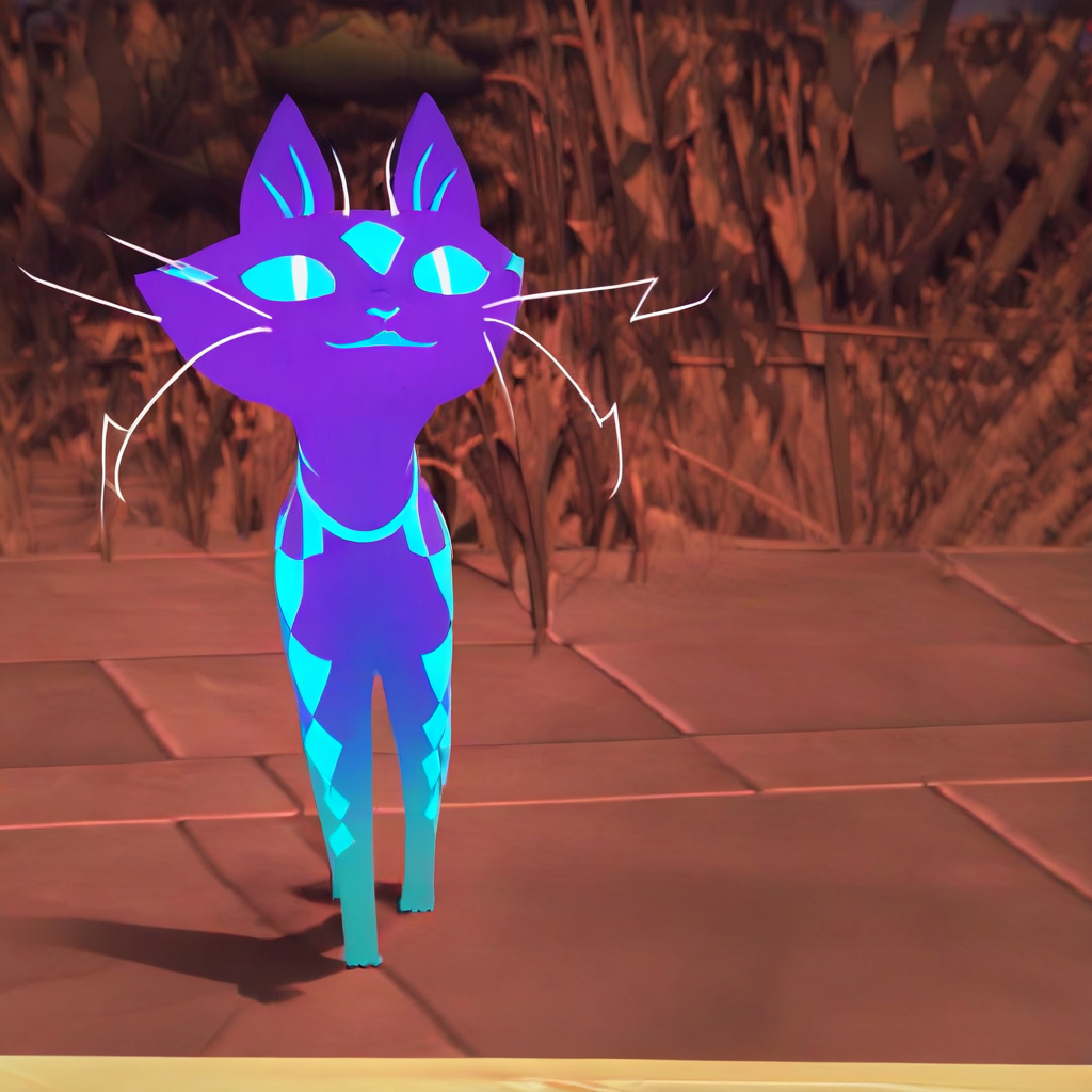 Standing, round ass, 3D, Feral cat