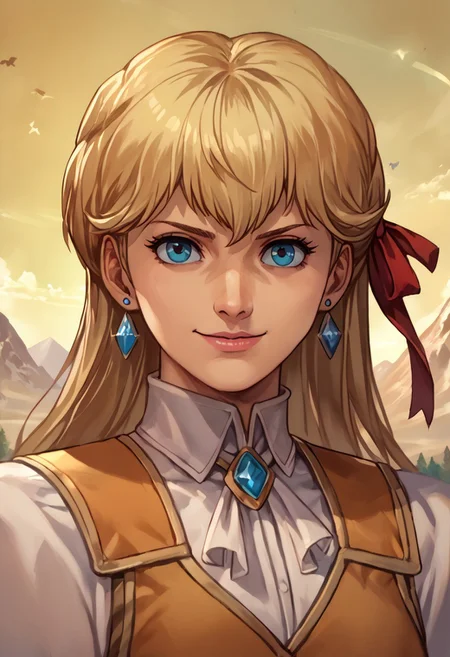 score_9, score_8_up, score_7_up, source_anime,
, (best quality) , (highly detailed) ,masterpiece ,absurdres ,detailed face ,beautiful face ,
<lora:pony_xl_Hildegard:0.8>, Hildegard, score_9, score_8_up, 1girl, mature female, kawaii, solo, long hair, earrings, dark-blonde hair, female adventurer outfit, hair ribbon, gloves, cleavage, black pants, dynamic pose, dynamic angle, light smile, happy, looking at viewer, mountain landscape,
best quality, masterpiece, very aesthetic, portrait, upper body,
OverallDetail