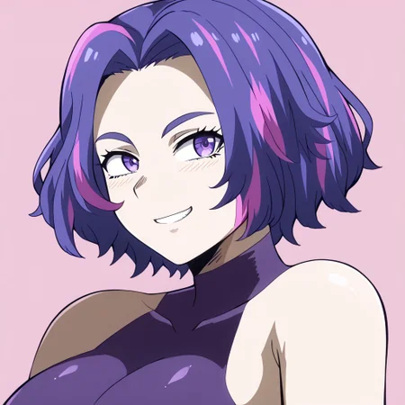 score_9, score_8_up, score_7_up, score_6_up, score_5_up, score_4_up, source_anime, <lora:confetti-extract- ponyxl:0.85>, detailed eyes, easynegative, rating_explicit, Expressiveh, 1girl, solo, Loquillo, lady nagant, purple hair, purple eyes, purple dress, big breasts, cleavage, blush, looking to viewer, small smile, little smile