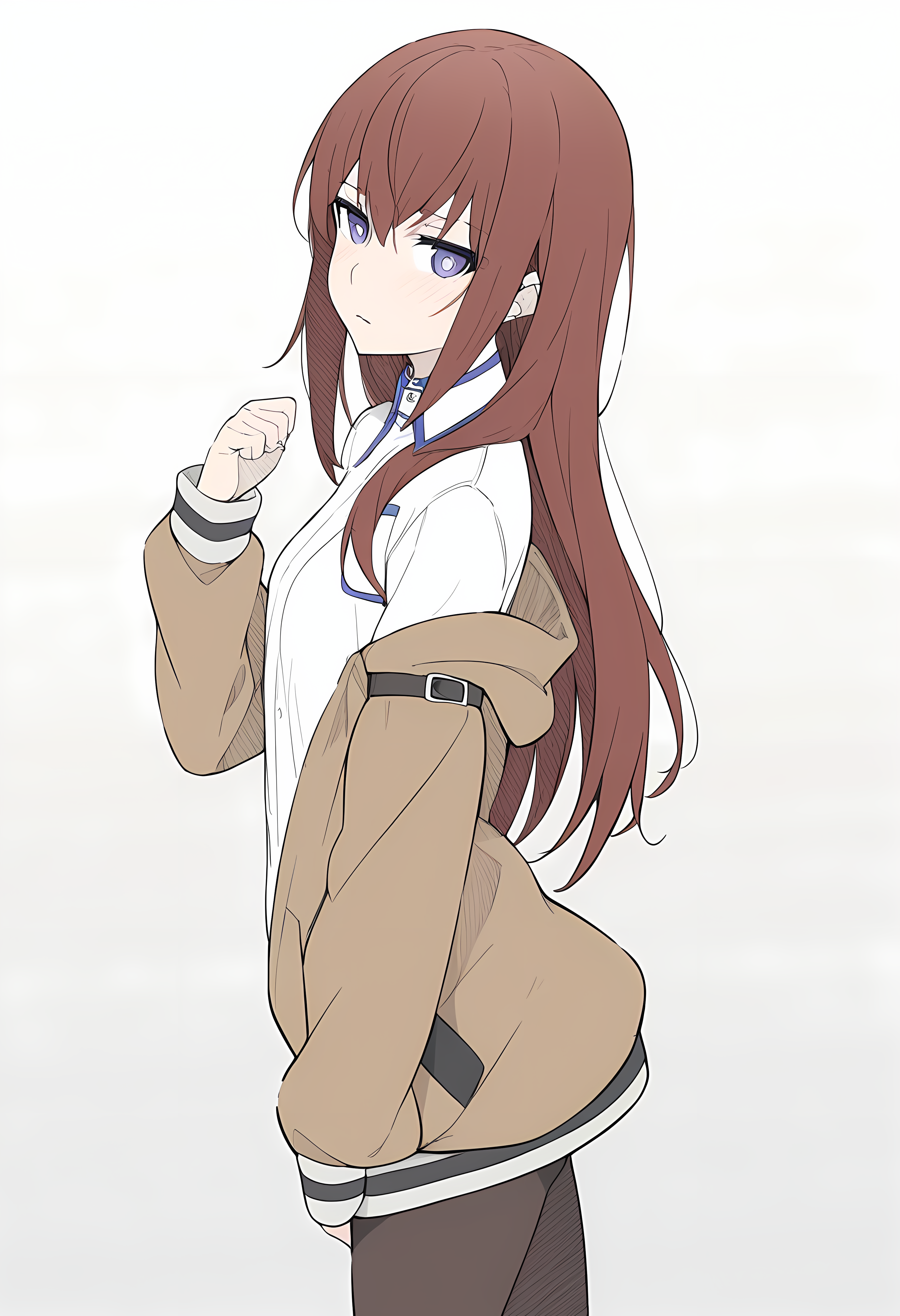 1girl, makise kurisu, steins;gate, <lora:masabodo_xl:1>, cowboy shot, simple background, white background, looking at viewer, masterpiece, best quality, very aesthetic, absurdres
