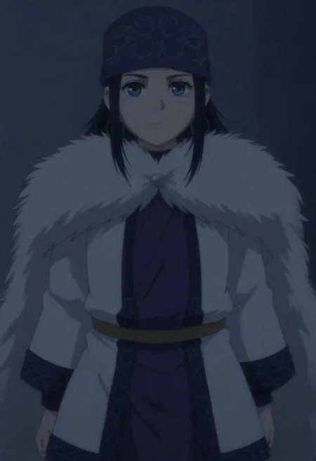 masterpiece, best quality, amazing quality,,, shiny skin,,,,, asirpaOUT, 1girl, solo, long hair, black hair, blue eyes, earrings, hoop earrings, jewelry, bandana, ainu clothes, cape, fur cape