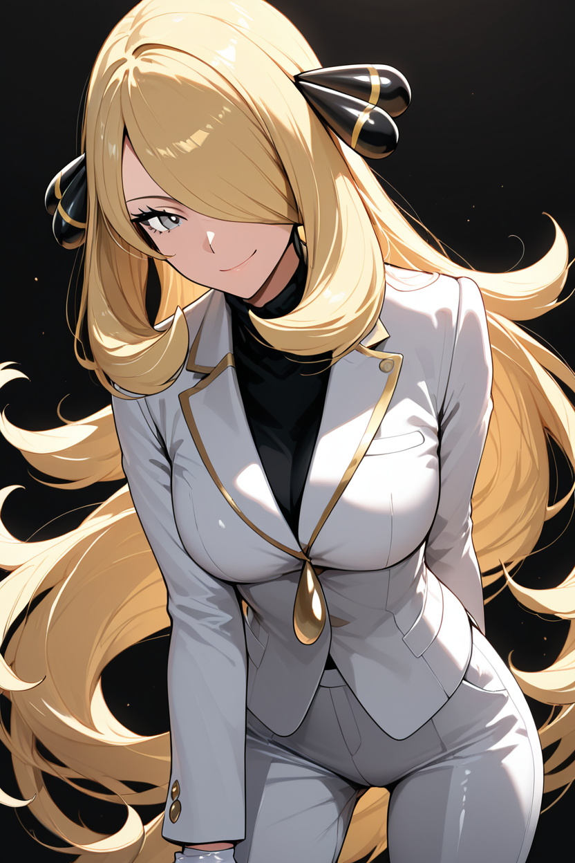 score_9, score_8_up, score_8, medium breasts, (curvy), cute, eyelashes,       ,,,  C007Citron, grey eyes, hair over one eye, blonde hair, hair ornament, long hair,  long sleeves, white gloves, white jacket, white pants, alternate costume, shirt,  <lora:Cynthia007PDXL:1>, cowboy shot, leaning forward, smile, looking at viewer, shiny skin, embedding:zPDXL, Expressiveh, <lora:SDXLFaeTastic2400:0.5>,  <lora:Expressive_H-000001:0.4>,