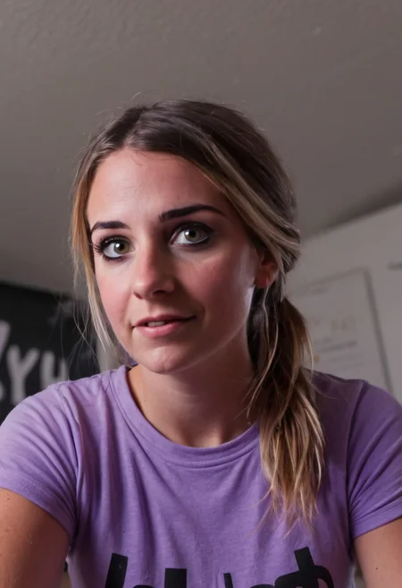 youtube girl H4Z3L6 talking to the camera about astrophysics, 1girl, solo, looking_at_viewer, realistic