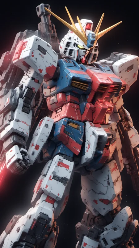 BJ_Gundam_SDXL,solo,holding,weapon,holding_weapon,gun,no_humans,robot,holding_gun,mecha,glowing_eyes,science_fiction,v-fin,energy_gun,mobile_suit,beam_rifle,
3d model,8k,intricate,highly detailed,masterpiece,sidelighting,hdr,high definition,<lora:SDXL_Gundam_v2:0.7>,