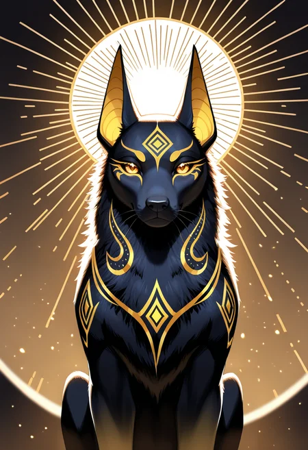 (masterpiece:1.35), (very aesthetic, best quality:1.3), No humans, cartoon, cartoon coloring, Sunrays shine upon it, BREAK masterwork, semi-realistic, A vividly glowing Jackal familiar, its fur a dazzling shade of bright yellow, stands next to a mesmerizing Beeble with a graphite coloration that seems to bewilder the viewer. This digital installation piece showcases the intricate details of each creature, bringing them to life on the screen. The Jackal's eyes sparkle with an almost ethereal light, while the Beeble's intricate patterns seem to shift and change before your eyes. The overall quality of the image is impeccable, with every pixel carefully crafted to perfection, making the viewer feel as though they could reach out and touch these mystical creatures, highly detailed, absurdres,
