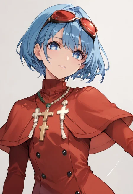 score_9, score_8_up, score_7_up, score_6_up, score_5_up, score_4_up, detailed, intricate details, source_anime, , (best quality) , (highly detailed) ,((masterpiece)), ((best quality)), (ultra-detailed), ((extremely detailed)), (high resolution), 4K, (8K), best quality, (beautiful), (dynamic lighting), (super detailed skin), sharp focus, (1_girl, solo focus), score_9,score_8_up,score_7_up,anime coloring,, <lora:liley1024a-sdxl-000021:1>, lucexlp, 1girl, solo, short hair, blue eyes, blue hair,, ,spanish inquisition,cross necklace,, red robes. goggles on head, red dress, red capelet, long sleeves, red gloves, turtleneck
upper body, portrait, , detailed face and detailed skin <lora:add-detail-xl:1.0> ,(((feminine bodies))),(((perfect anatomy))),