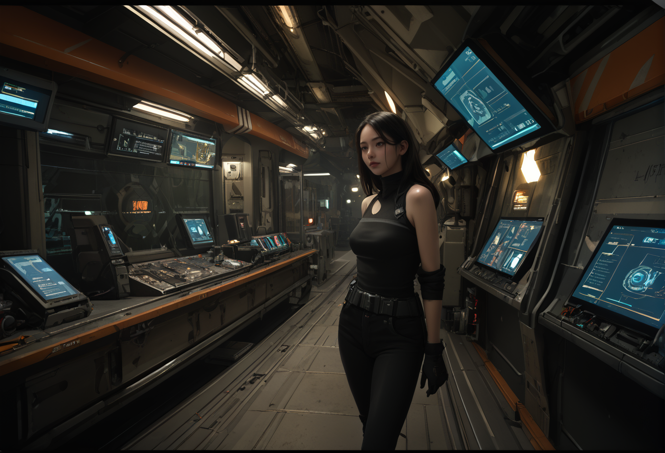 ,ruanyi1324,science fiction,<lora:1324 science fiction_v1_pony:1>, score_9,score_8_up,score_7_up,,8k,1girl,solo,,