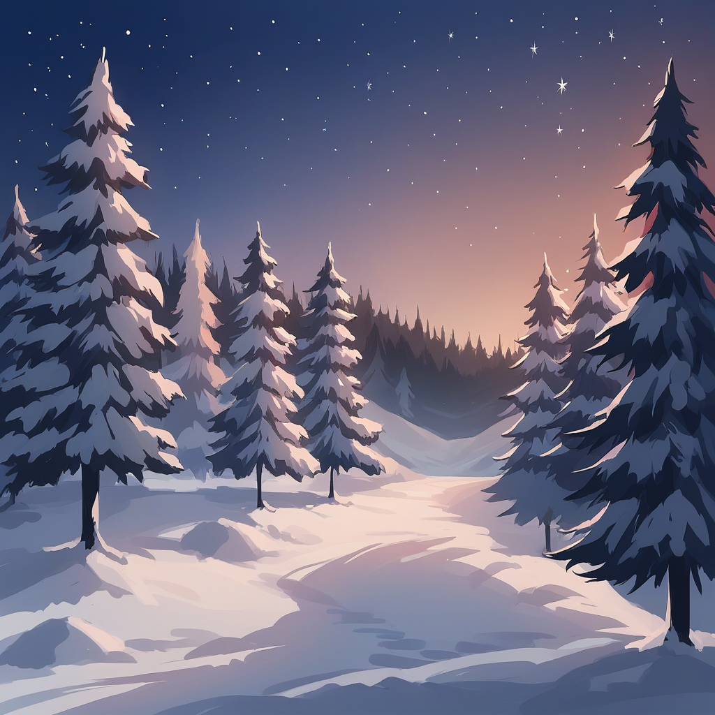 score_9, score_8_up, score_7_up, score_6_up, score_5_up, score_4_up, zPDXL2,source_anime,rating_questionable, outdoors, snow, scenery, night, stars, moonlight,  <lora:Pine_Forest:0.7> p1n3, outdoors, snow, forest, pine trees