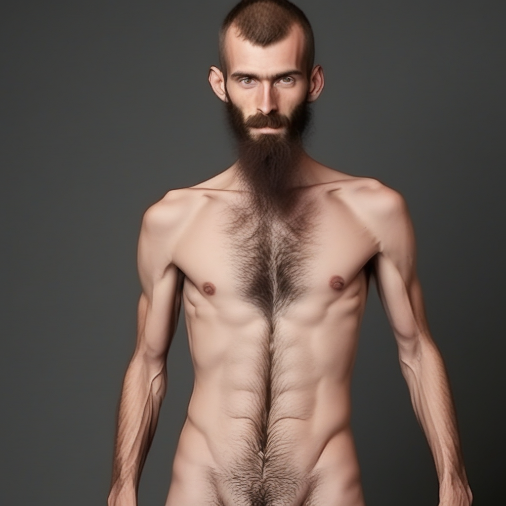 Hairy skinny German man naked