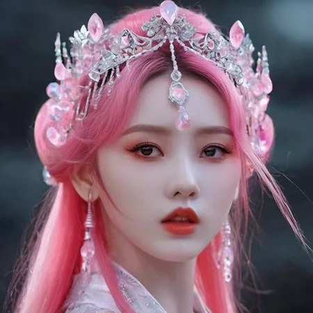 gufengnvhai,<lora:gufengnvhaisdxllora-000002:1>beautiful cute crystal girl in 16 years old, wearing crystal wear, the crystal is evil, black and pink and red glowing crystal, crystal pink hair,the power is every wear, she is evil but cute, the crystal is evil and glowing black and pink and red colors, detailed evil eyes, glowing crystal wear, incredible details, cinematic ultra wide angle, depth of failed, hyper detailed, insane details, hyper realistic, high resolution, cinematic lighting, soft lighting, incredible quality, dynamic shot,,Hair with scenery,