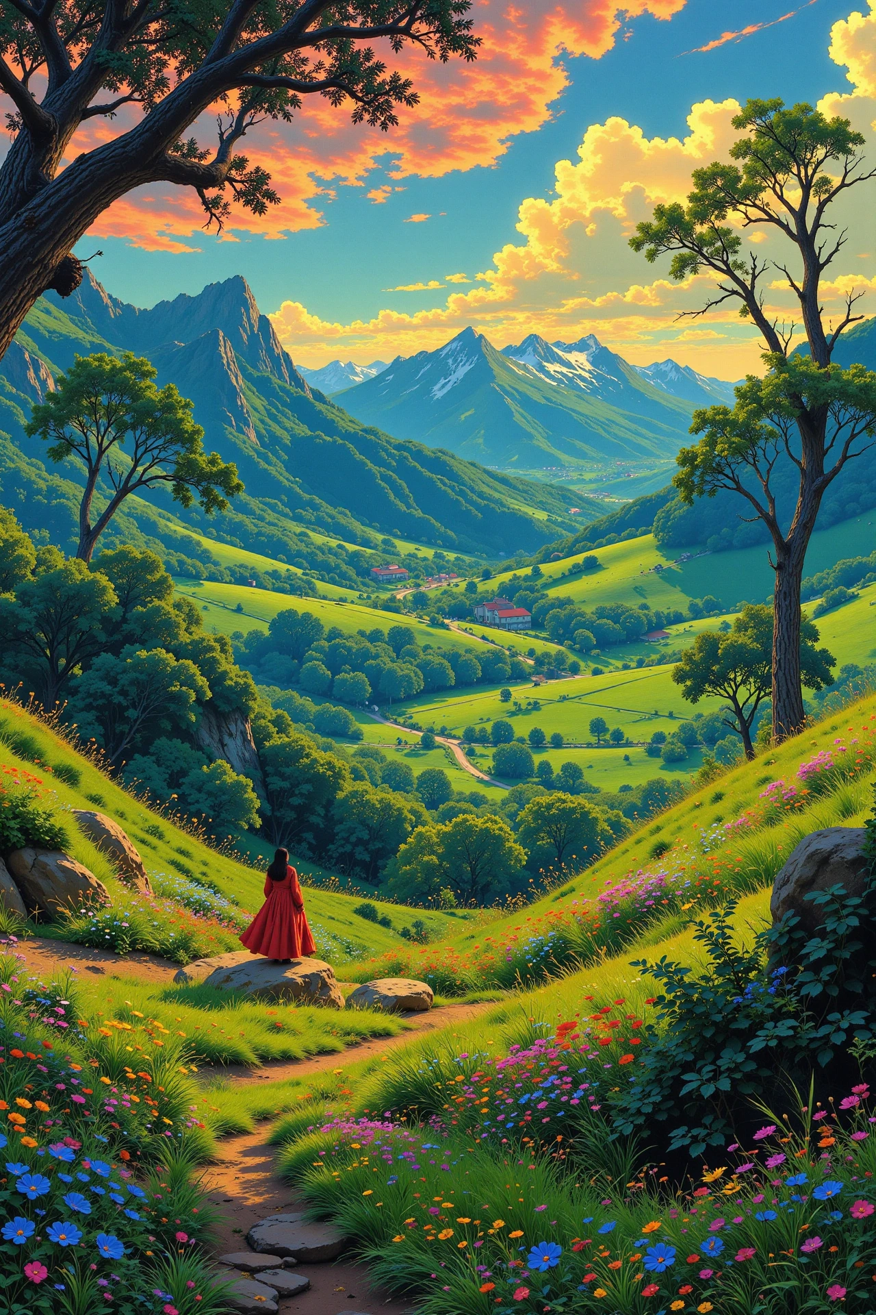 American beautiful  landscape, morning, woman, very intricate, very detailed, sharp, bright, colorful, <lora:Hand v2:0.5> <lora:Anti-Blur:1><lora:Insane Detail Slider:0.25>  <lora:flux.1_lora_flyway_Epic-detail_v2:0.3> <lora:fluxenhancer:0.25> <lora:Anime_style:0.7> anime style