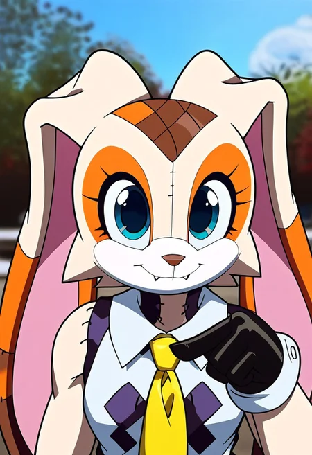 score_9, score_8_up, score_7_up,1 male,upper body, close up, pointing at viewer
, masterpiece, beautiful,solo, 1male, Ultideadpool,
AliceSoulCream, 1girl, animal ears, w rabbit ears, furry, rabbit girl, furry female, stitches, animal nose, large, expressive creepy white eyes, patchwork design on face, elongated ears, cream the rabbit, plush toy, doll, stitched-up face, stylized cartoon creature, stitched appearance, wide unsettling smile, washed up colors, sitched mouth, large stitched eyes, doll-like appearance with a mix of pink and cream colors
, red-and-black tactical suit, skintight, black padding on shoulders,black gloves,muscular build, standing, battle pose, outdoor,