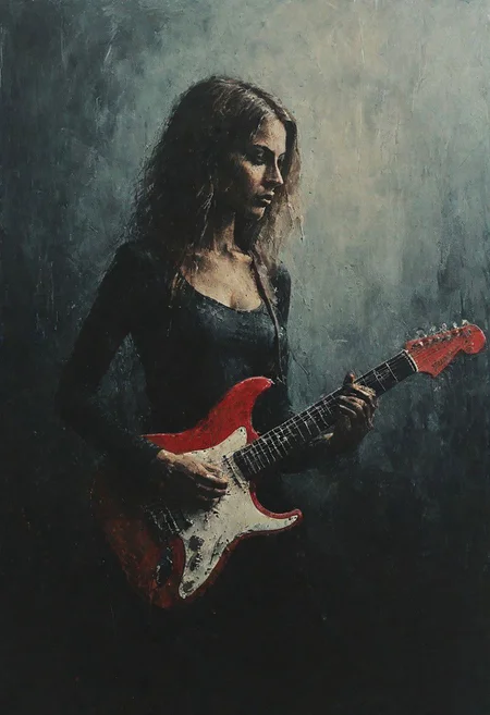 masterpiece, best quality,pictorialist style, low angle shot, medium shot, Bokeh, raw, dappled light on 1woman 30year old, playing guitar, electric guitar, (long and slender and beautiful legs), bare arms, supergirl costume, blonde hair, long hair, stand,Stage,headphone, masterpiece, best quality, 8k , ultra realistic, rule of thirds, dramatic overhead lighting, detailed face, cute, shallow depth of field, intricate details,