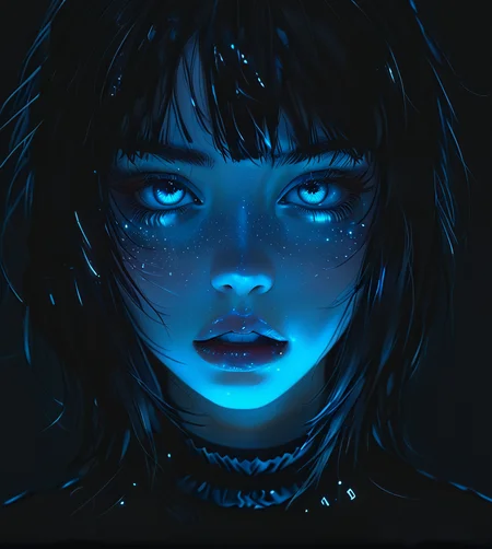 masterpiece,high resolution,8k,
3xpression,gl0w,1girl, ,black clothes,glow,upper body,
, <lora:glowXL-9:0.4>
, <lora:emogirlXL:0.6>