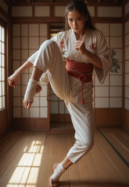 safe_pos, (((score_9, score_8_up, score_7_up))), ((( highly detailed, masterpiece, perfect, detailed, hd, )))
,
((( Knekicmb, )))
,
((( 1girl, solo, slender, beautiful, long hair)))
,
((( Standing on one leg)))
,
((( Dojo )))
,
((( )))
,
(( ))
,
((( )))
,
()