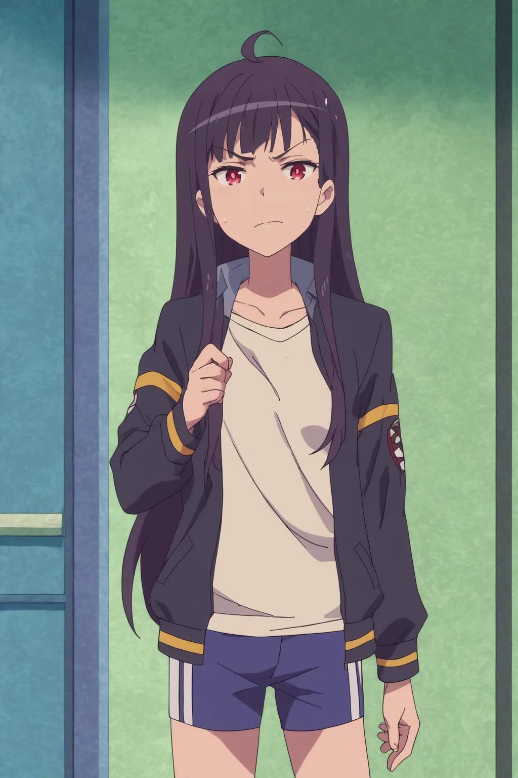 rating safe, score_10, score_8_up, score_7_up, score_6_up, uncensored, anime screencap, flat shadows BREAK itsuka shikabane, 1girl