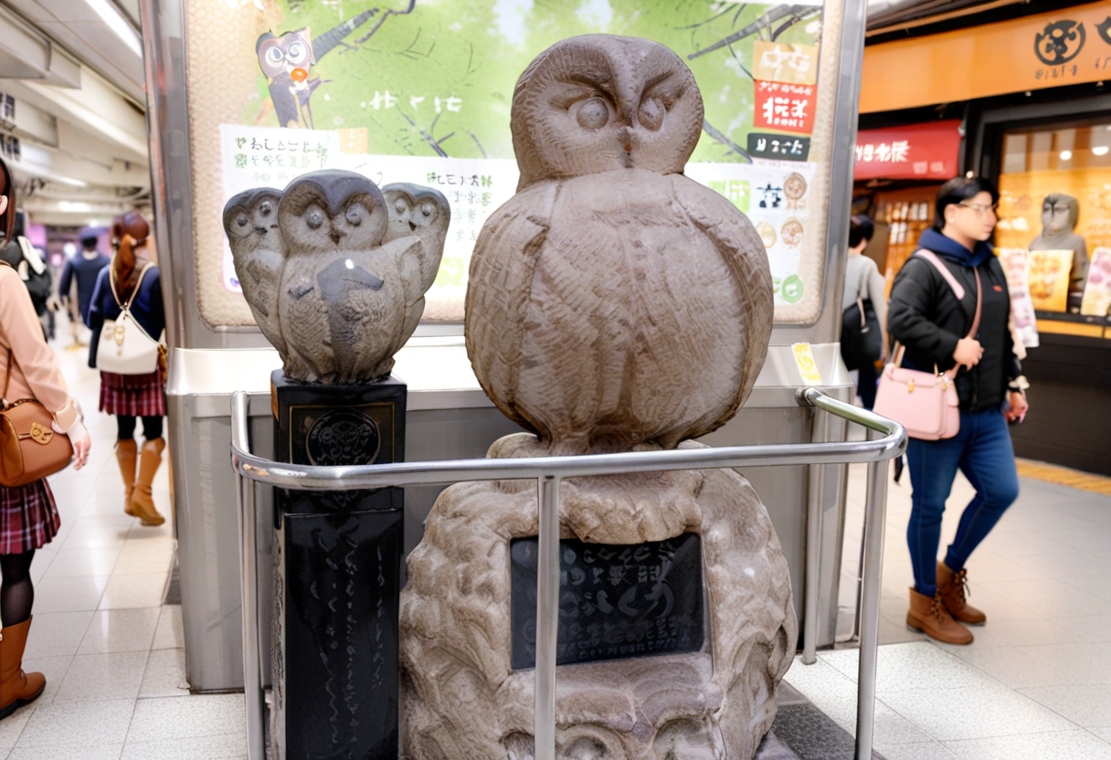 masterpiece, best quality, very aesthetic, absurdres,
ikefukurou, statue, owl, jewelry, pantyhose, skirt, realistic, necklace, bag, bracelet, real world location, brown hair, boots, plaid skirt, handbag, plaid, photo background, solo focus, long hair, tiles, tile floor
 <lora:ikefukurou_SDXL_V1:1>