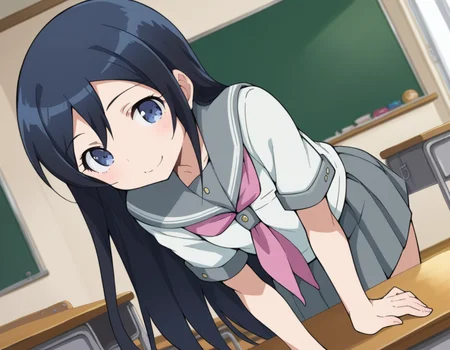 score_9, score_8_up, score_7_up, source_anime,
ayasearagaki, <lora:ayase-aragaki-s2-ponyxl-lora-nochekaiser:1>,
ayase aragaki, long hair, blue eyes, black hair, hair between eyes,
skirt, school uniform, serafuku, shirt, white shirt, grey sailor collar, grey skirt, pleated skirt, neckerchief, pink neckerchief,
indoors, classroom, bent over, smile,
looking at viewer, cowboy shot, solo, dutch angle,