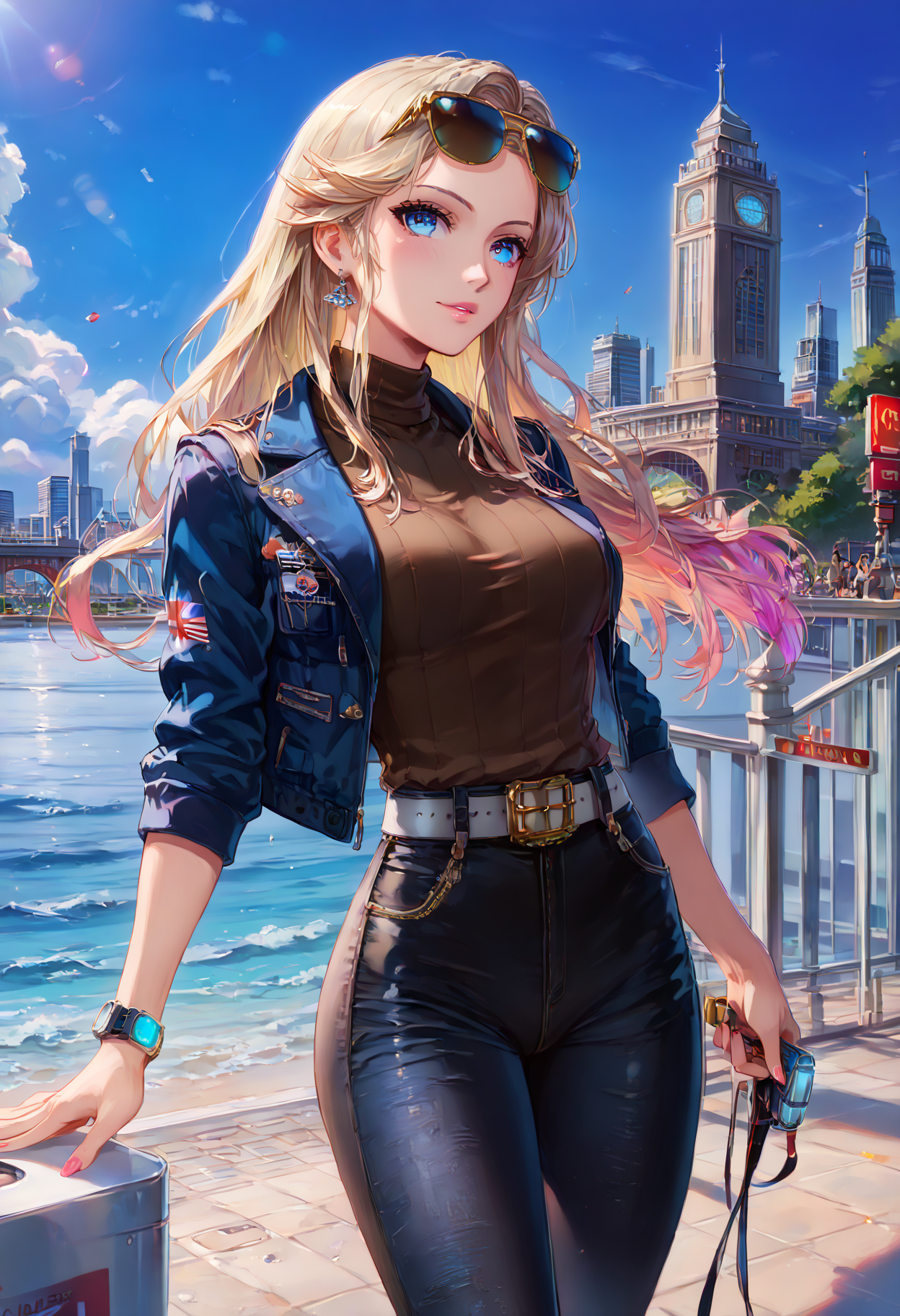 Expressiveh, c4rll4r, masterpiece, score_9, score_8_up, score_7_up, score_6_up, (neon glow, dreamlike, dreamart:1.1), perfect quality, highest quality, 8k, hyperrealistic, highest details, hdr, ultrasharp, cinematic, (perfect breasts:1.1), detailed hair, (stunning background:1.3), 1 female, (37 years old), nsfw, uncensored, epcd, aviator black sunglasses, brown sweater, denim, blue jacket, belt, wristwatch, black jeans, high heel boots, posing, elegant, sexy, seductive, tourist, (sightseeing:1.2), outdoors, (london, england:1.4)<lora:EnterprisePDcompleteV1 AL.safetensors:0.7000000000000001:0.7000000000000001> <lora:SDXLFaeTastic2400.safetensors:1.0:1.0> <lora:c4rll4rXLP.safetensors:0.3:0.3> <lora:incase_style_v3-1_ponyxl_ilff.safetensors:0.3:0.3> <lora:Expressive_H-000001.safetensors:0.4:0.4> <lora:sinfully_stylish_PONY_0.2.safetensors:0.2:0.2>