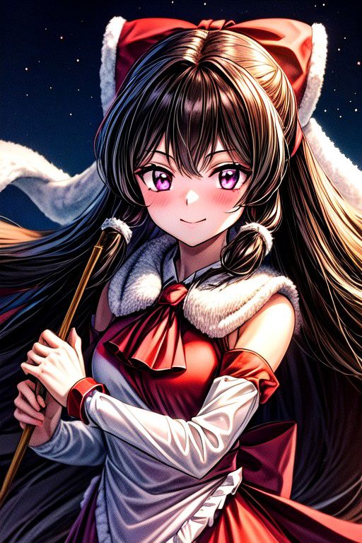 masterpiece,  best quality 1girl Setsun4 solo long hair,  (night time) forest background black hair very long hair purple eyes multicolored hair armor (fur trim) (medium body),<lora:EMS-179-EMS:0.800000>,<lora:EMS-293862-EMS:0.800000> bow, hair_bow, hair_tubes, red_bow, brown_hair, long_hair, bangs, sidelocks, ascot, brown_eyes, frilled_bow, yellow_ascot, blush, smile, hair_between_eyes