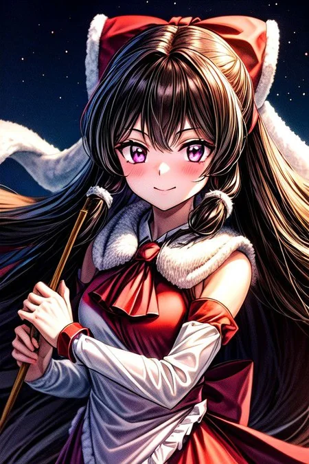 masterpiece, best quality 1girl Setsun4 solo long hair, (night time) forest background black hair very long hair purple eyes multicolored hair armor (fur trim) (medium body),<lora:EMS-179-EMS:0.800000>,<lora:EMS-293862-EMS:0.800000> bow, hair_bow, hair_tubes, red_bow, brown_hair, long_hair, bangs, sidelocks, ascot, brown_eyes, frilled_bow, yellow_ascot, blush, smile, hair_between_eyes