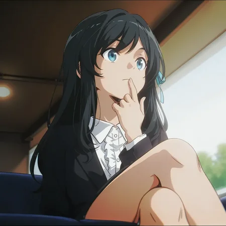 1girl,looking at viewer,
<lora:eigatore_V2:0.8> eigatore, ribbon, hair ribbon, shirt, black jacket, long sleeves,black jacket, long sleeves, shirt, collared shirt, white shirt, frills,
solo, frills, looking at another, looking away, expressionless,
hand on own chin, sitting, closed mouth, hand to own mouth, finger to mouth, day, indoors,
racetrack,
(masterpiece, best quality), amazing quality, very aesthetic, absurdres, highres, newest, HDR, 8K, high detail RAW color art,
1girl, crossed legs, skirt, sitting, black hair, long sleeves, suit, shirt, skirt suit, black jacket, jacket, formal, black skirt, black suit,
BREAK,
(anime coloring, film grain, blurry, from below, :1.2),
(anime screenshot, anime coloring, :1.3),
<lora:shinjidai_V3:1>
anime screenshot,anime screencap
(depth of field, bokeh, solo focus, :0.9)
<lora:dmd2_sdxl_4step_lora_fp16:1>
