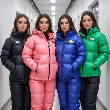 group of irish professional women wearing a tnf_nuptse jacket and downsuit puffer_downsuit , hyperdetailed photography,4k textures,intricate details,4k resolution, <lora:puffer_downsuit_v1:0.6> school corridor scene
<lora:pufferdown_tnf_nuptse:0.6>