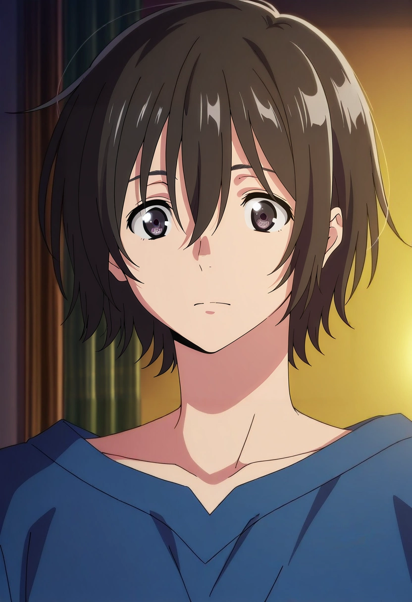 masterpiece, best quality, , anime screencap, anime coloring, ,, 1boy, solo, male focus, <lora:mio_chibana_ilxl:0.92>, mio_chibana, black hair, black eyes, short hair, hair between eyes, ,