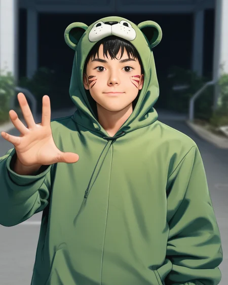score_9, score_8_up, score_7_up, Korean, <lora:Cute_Cartoon_ArtStyle:1>, ((handsome young cute man:1.2, light skin)),
tae_dong, tiger onesie, hood, fake tail, whiskers face paint, looking at viewer, dynamic action, expressive cute face, cute pose, male focus, 1boy, solo, cowboy shot, cinematic, depth of field, masterpiece, best quality, amazing quality, very aesthetic, absurdres, newest, very awa, shadow, dynamic angle, casual cosplay, <lora:tae_dong-000018:1>