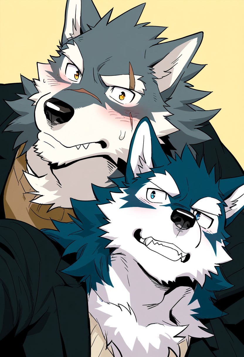 wolf, animal ears, furry, male, bara