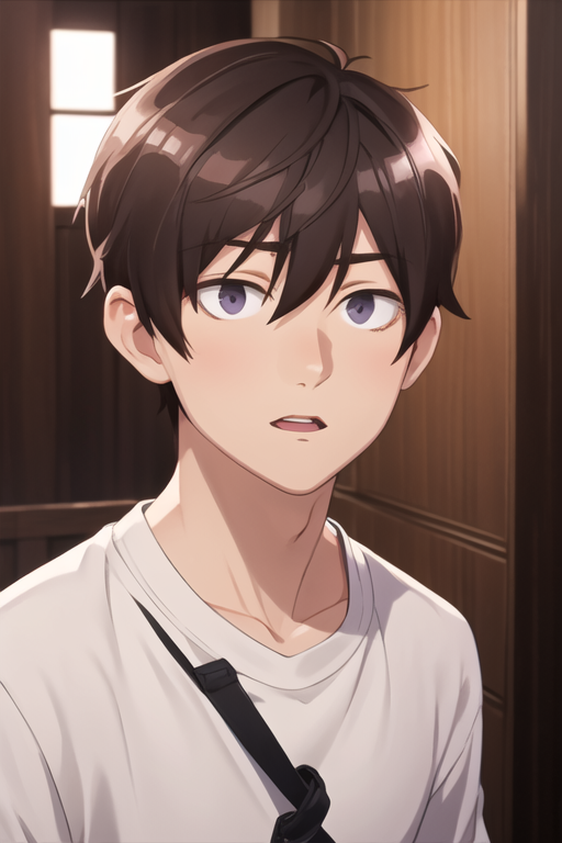masterpiece, best quality, high quality, 1boy, solo, male focus, looking at viewer, upper body, <lora:fumiya_tomozaki:0.74>, fumiya_tomozaki, brown hair, hair between eyes, ,